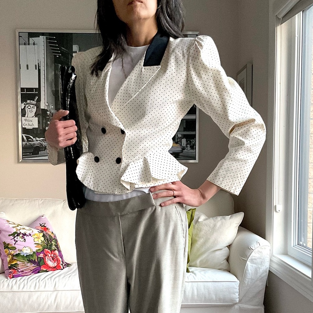 Vintage polka dot peplum blazer